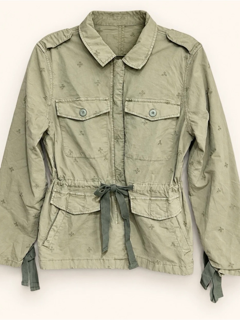 Sanctuary Light Olive Embroidered Drawstring Utility Jacket